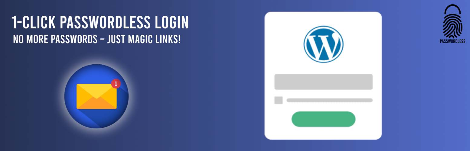 WordPress 外掛 1-Click PasswordLess Login 的封面圖片。