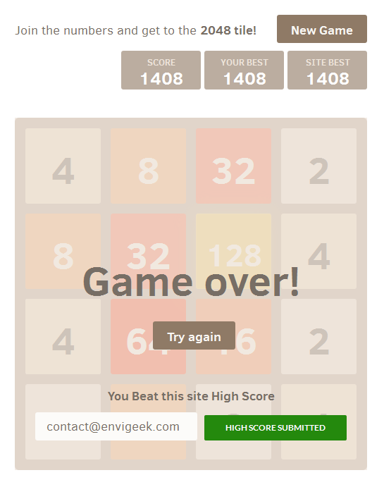 Submit high score when game ended.