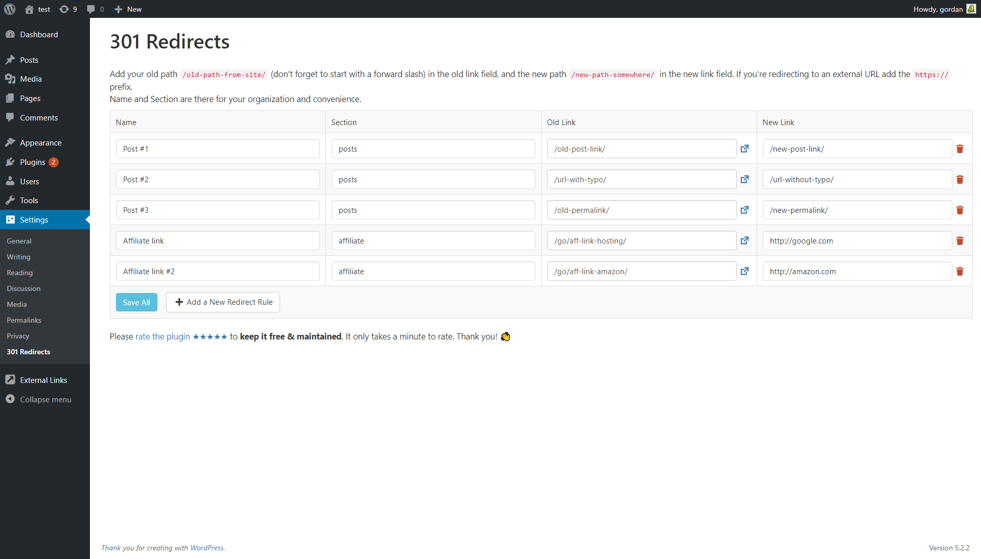 301 Redirects &amp; 404 Error Log