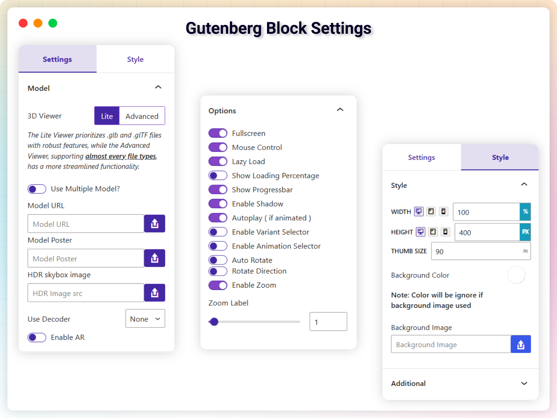 Gutenberg Block Settings