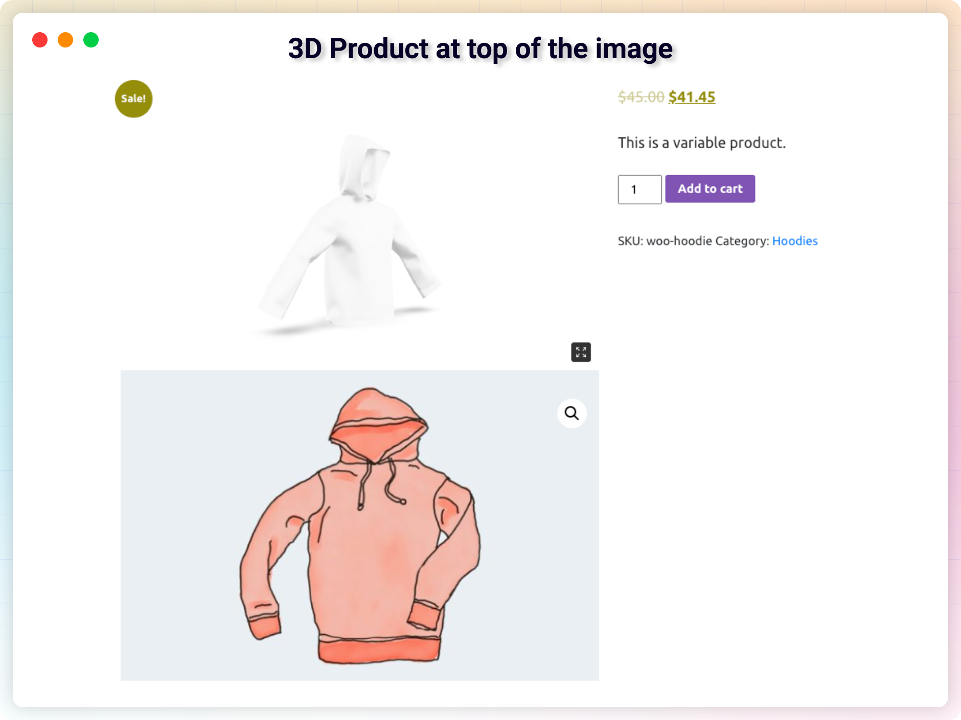 3D Product at top of the image