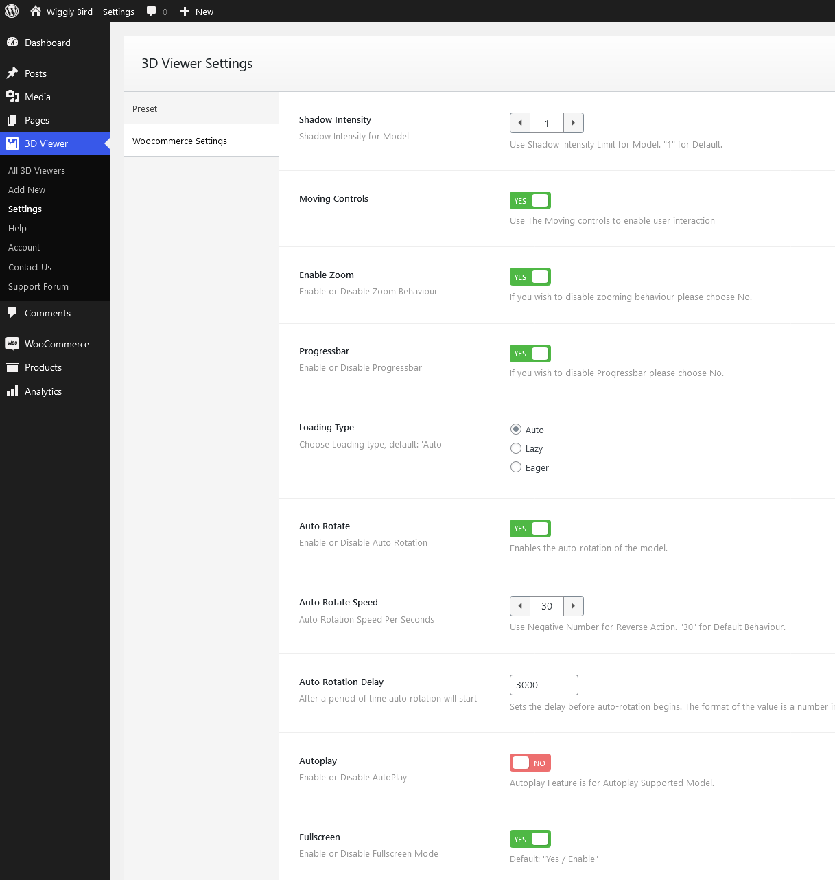 Preset &amp; Woocommerce Settings