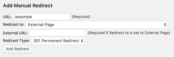 Create New Redirect