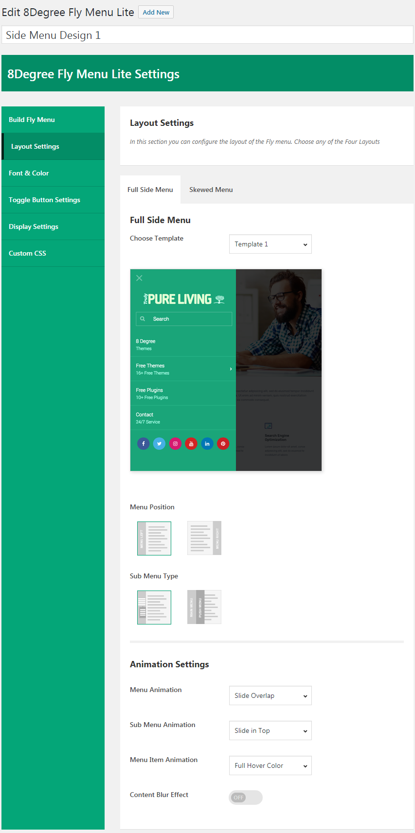 Free Responsive Off Canvas Menu Plugin For WordPress 8degree Fly Side Menu Template 1 Design 5
