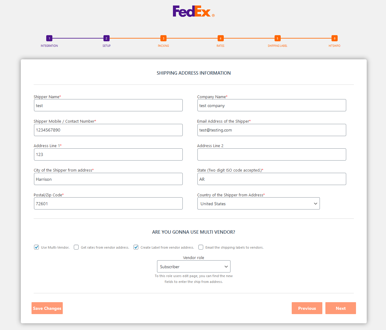 Configure Shipper Address.