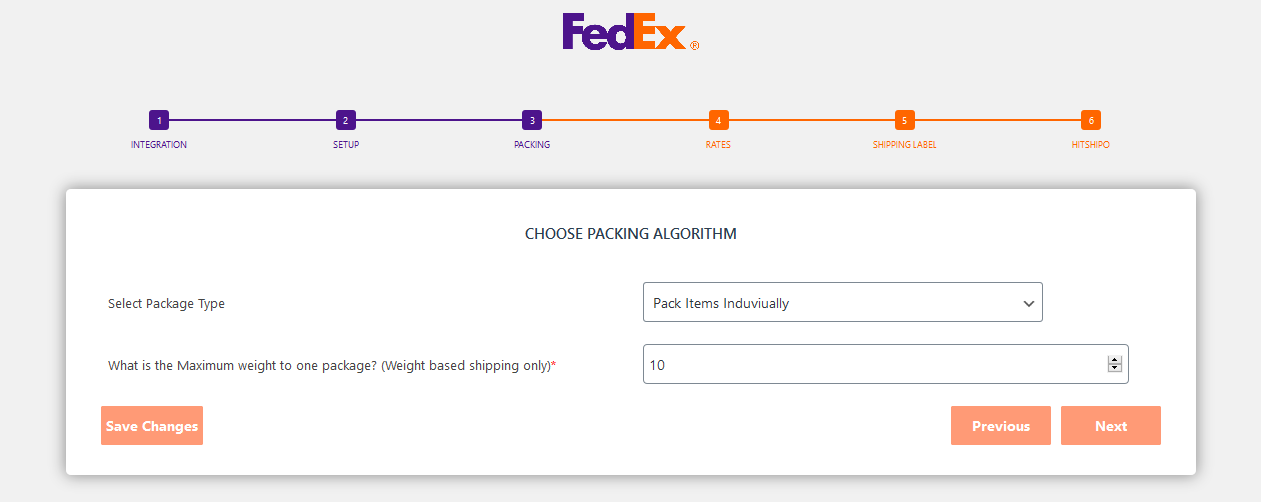 Configure packing algorithm.