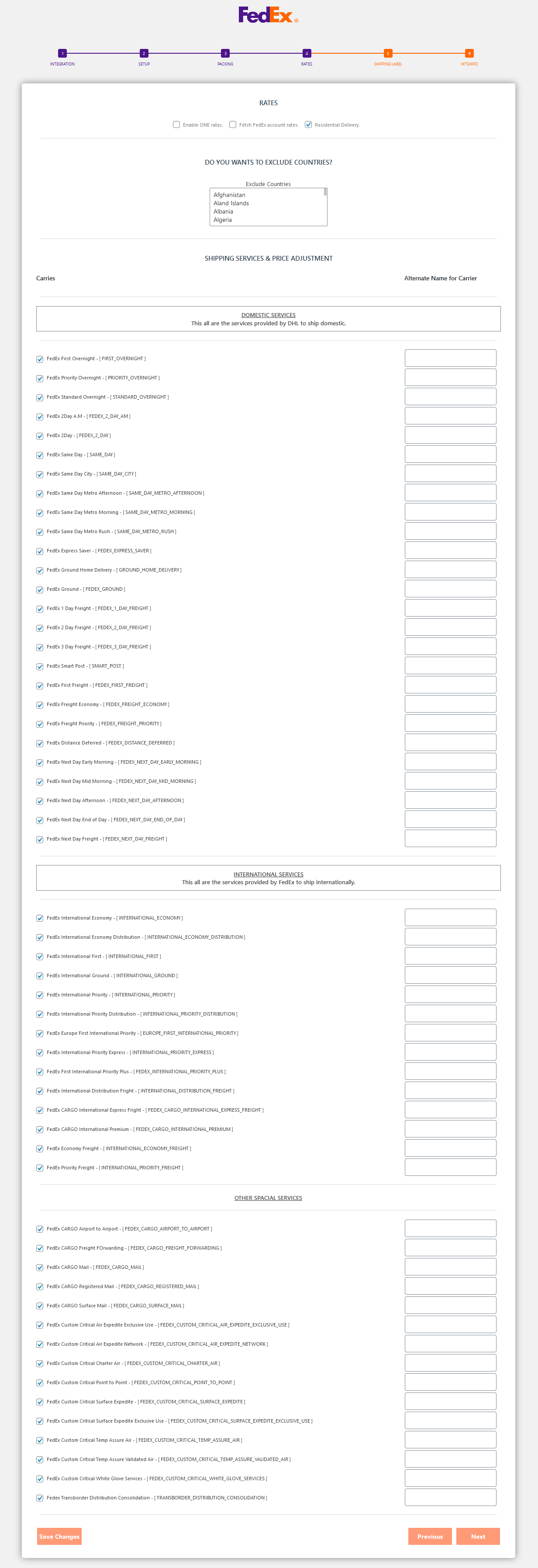 FedEx Shipping Rates Confguration.
