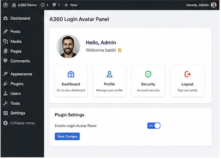 Avatar selection on the WordPress login screen.