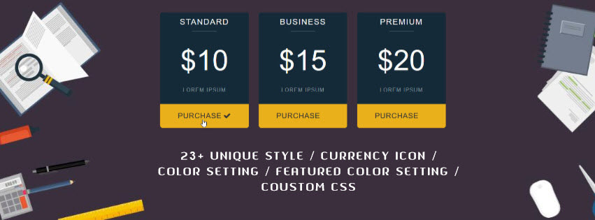Pricing Table – Price Table, Price list, Easy Pricing Table