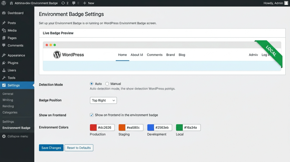 Settings dashboard featuring live preview and color pickers.