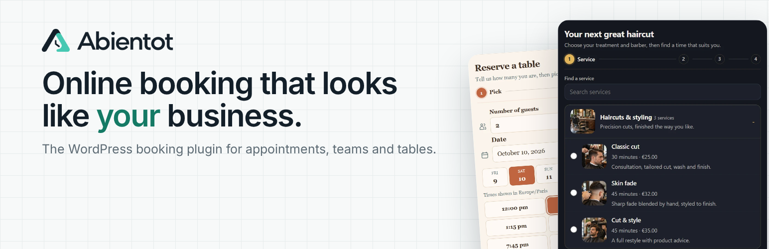 WordPress 外掛 Abientot – Appointment Booking 的封面圖片