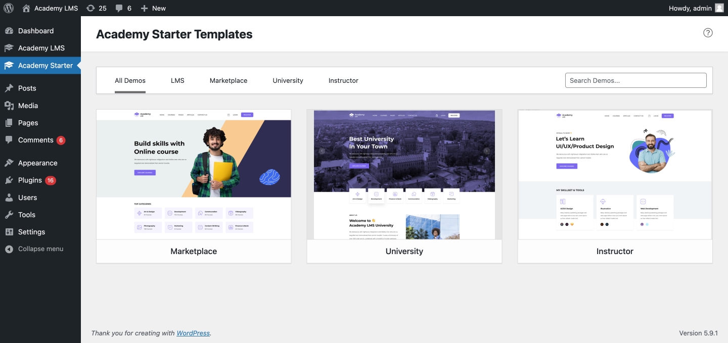 Academy Starter Templates - Screenshot 1
