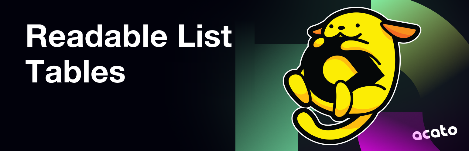 Acato Readable List Tables