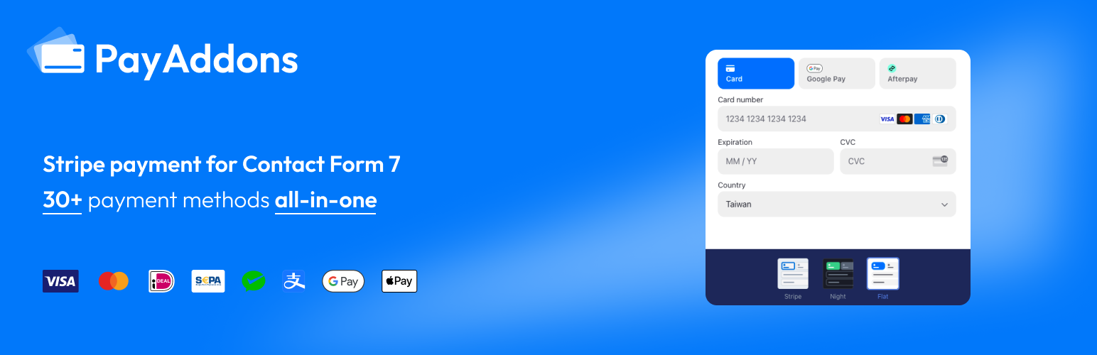 WordPress 外掛 Contact Form 7 Stripe Integration Addon 的封面圖片。
