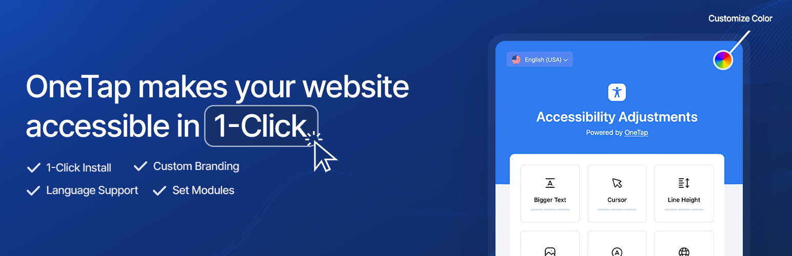 WordPress 外掛 OneTap (One Click Accessibility) 的封面圖片。