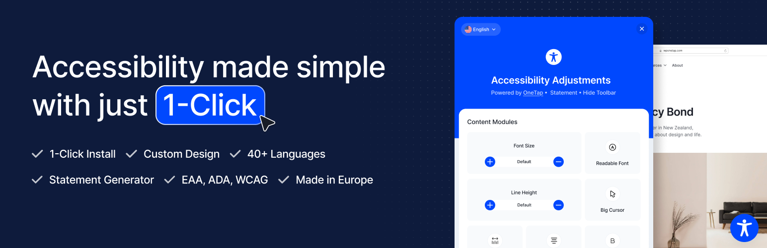 Accessibility Widget by OneTap – Easy One-Click Accessibility Toolbar