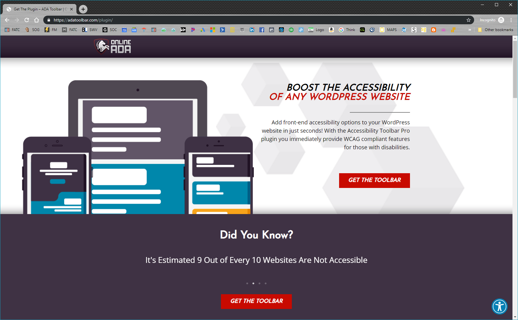 Front end view of Toolbar collapsed
