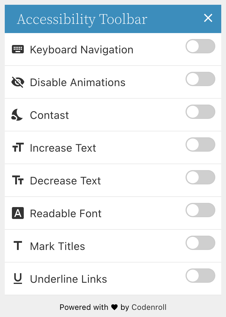 AccessibleWP – Accessibility Toolbar - Screenshot 1