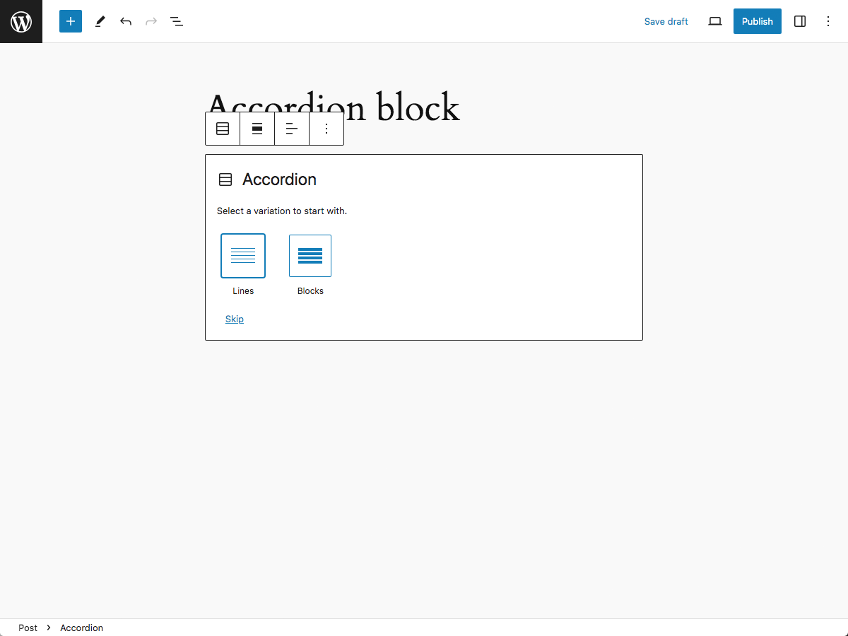 Accordion block variations <strong>[Pro]</strong>.