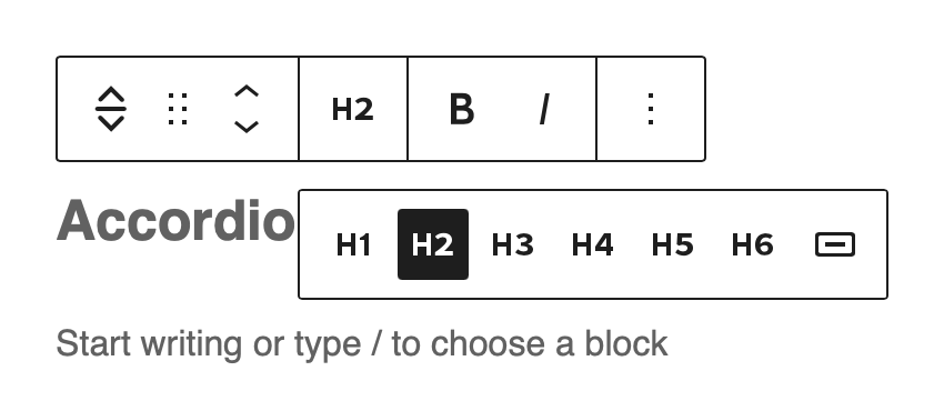 Accordion block in the editor