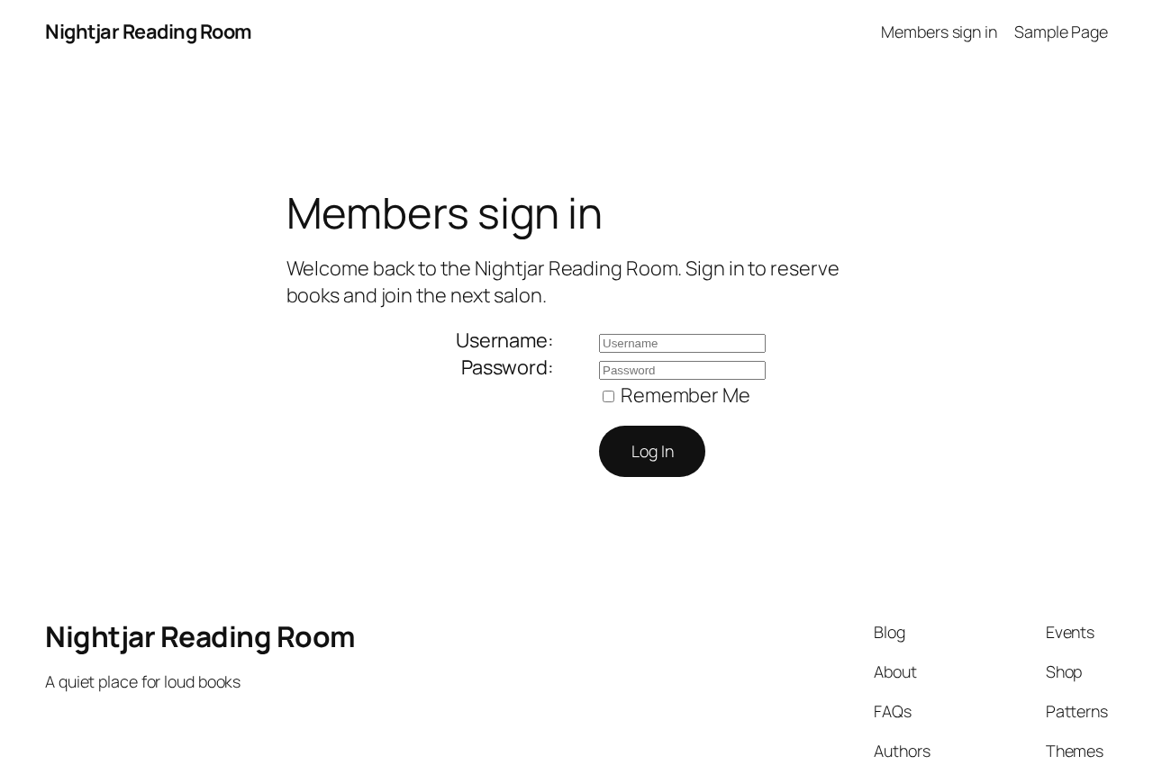 A login page built with the Login block, shown on a fictional reading-room site using Twenty Twenty-Five.
