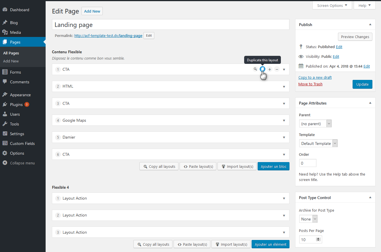 ACF Flexible Layouts Manager