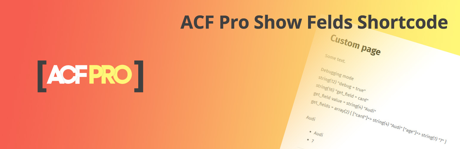 ACF Pro show fields shortcode