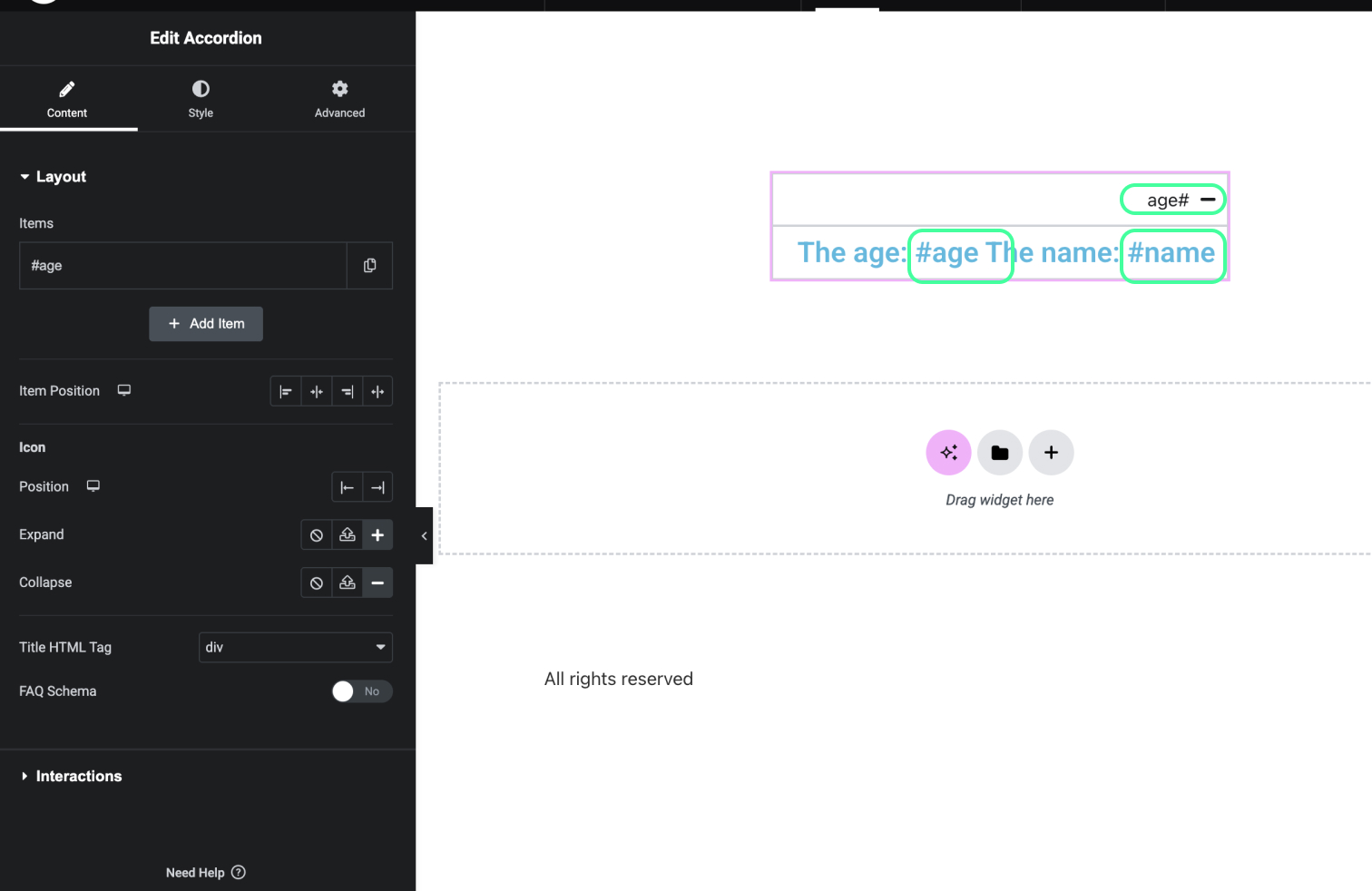 Widget repeater sub-fields in Elementor editor