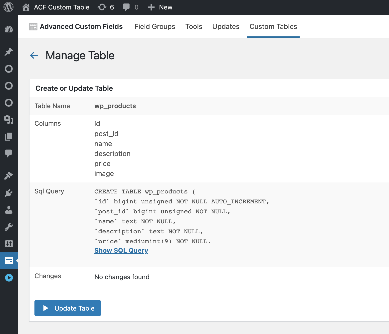 <p>View SQL query and changes</p>