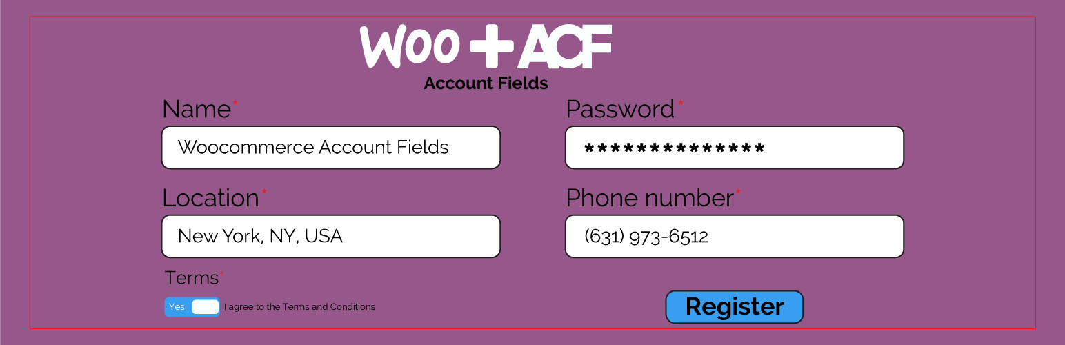 WordPress 外掛 ACF Woocommerce Account Fields 的封面圖片。
