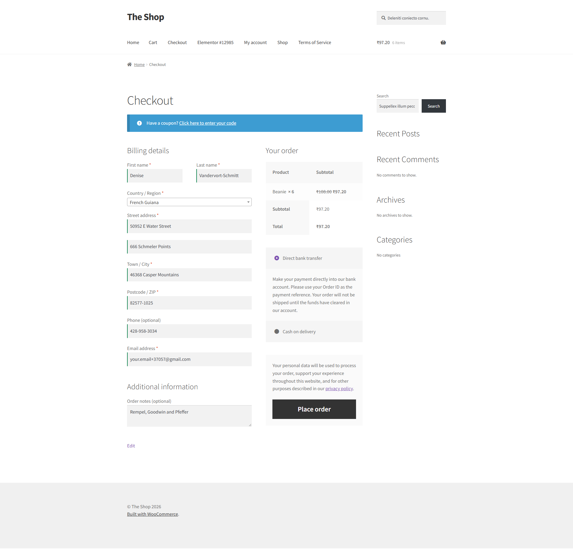 Show discounted prices and totals on the checkout page.