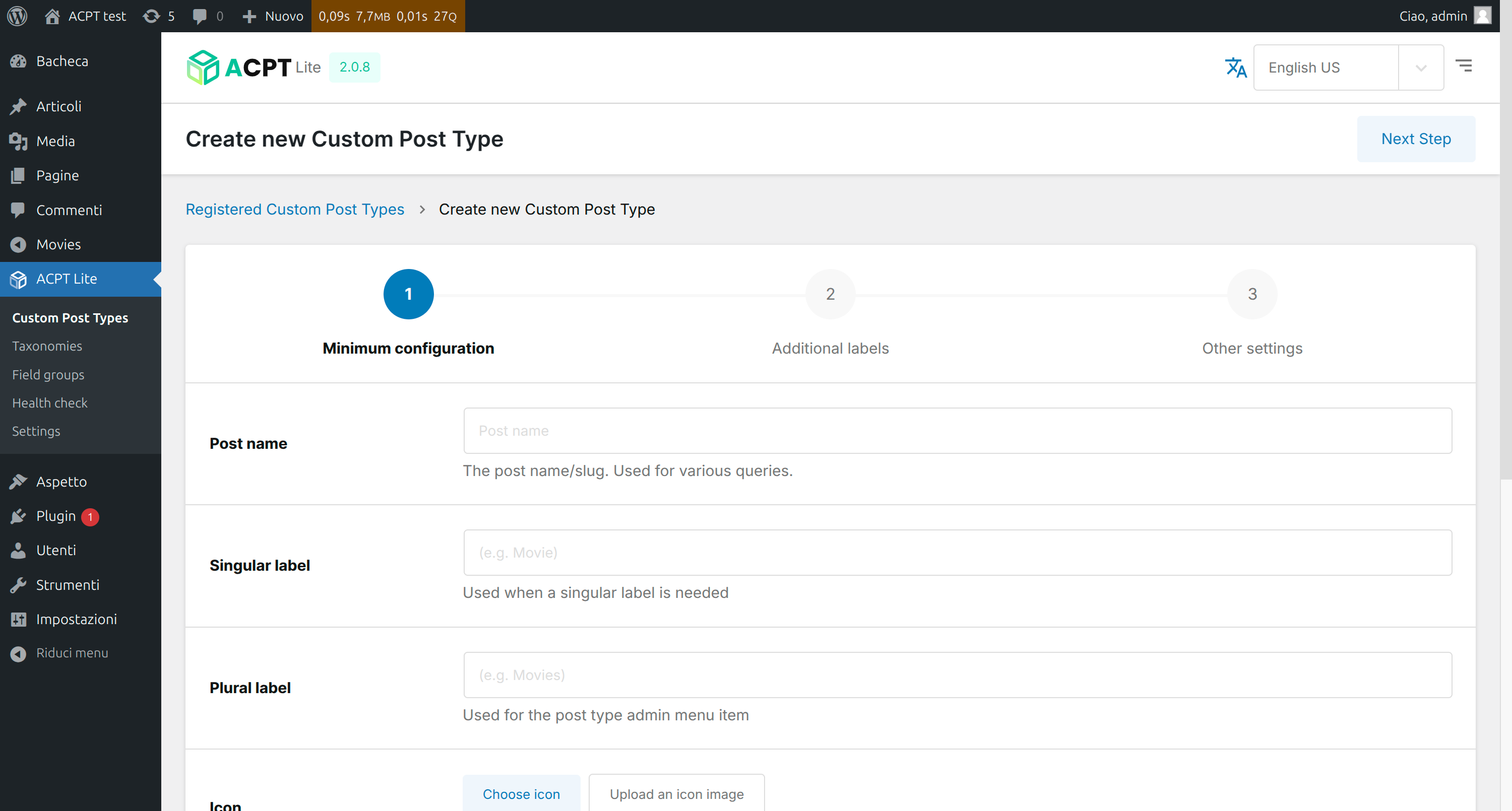 Register new Custom post type