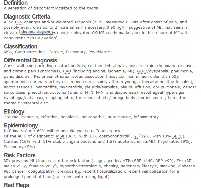 The basic tool: when an acronym used in the website appears in the acronym library, it is underlined. If the user scrolls over the acronym, it is defined in the tooltip under the mouse cursor.