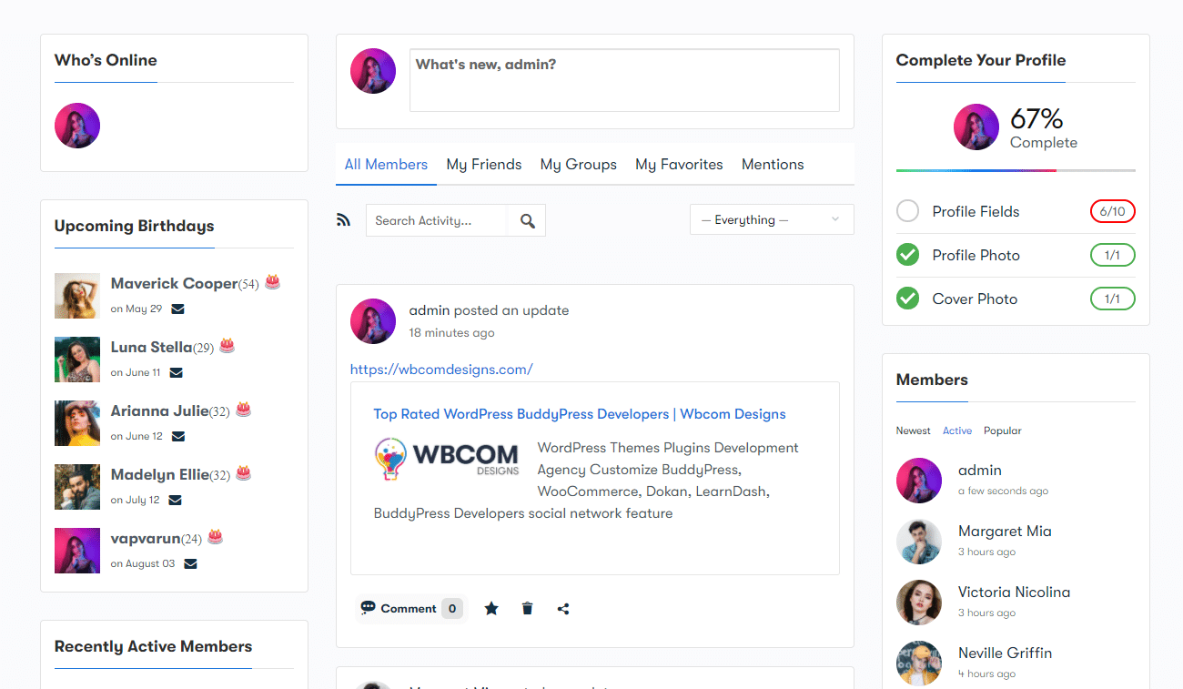 Wbcom Designs – Activity Link Preview For BuddyPress - Screenshot 1