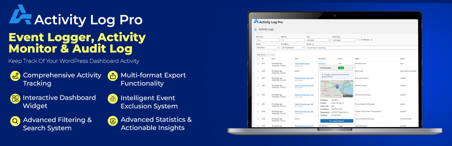 Activity Log Pro – Event Logger, Activity Monitor & Audit Log for WordPress