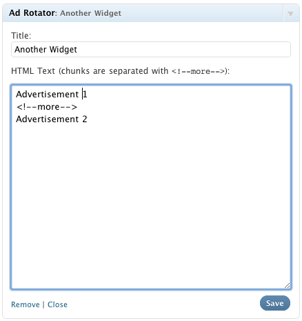 Ad Rotator widget configuration.