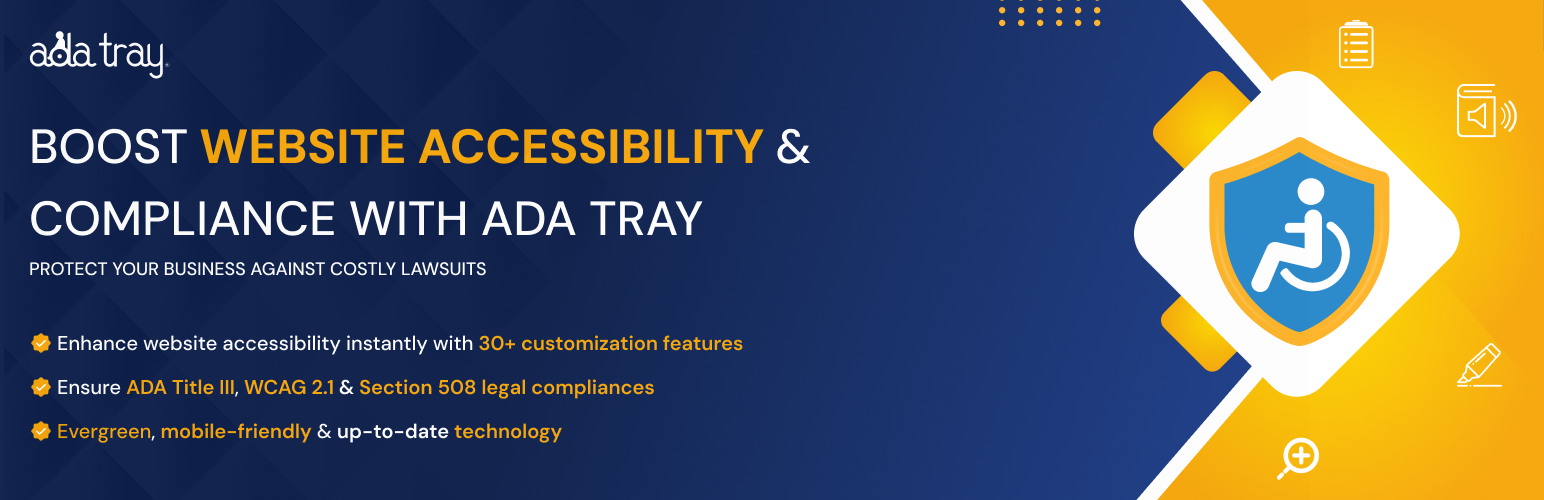 WordPress 外掛 Ada Tray Accessibility Widget 的封面圖片。
