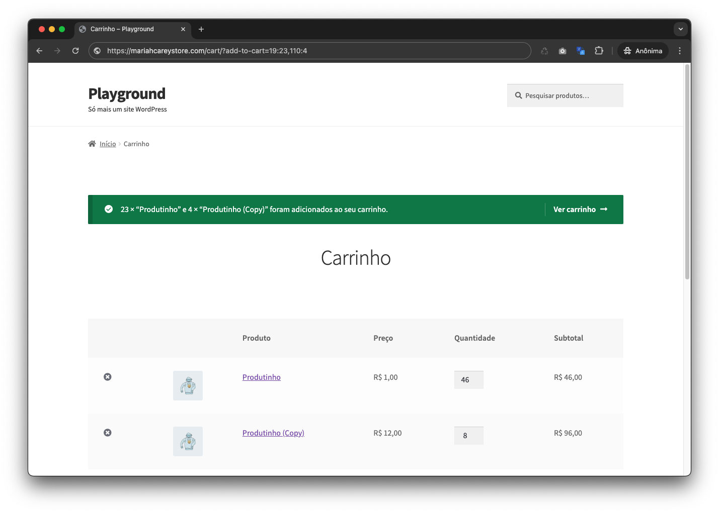 Example of URL format with multiple products.