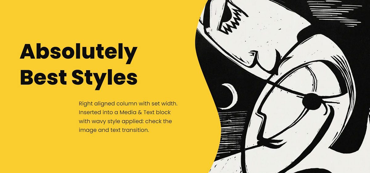 Preview of "Wavy" Media & Text and right aligned column