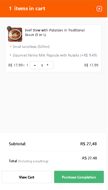 Show selected add-ons in the cart.