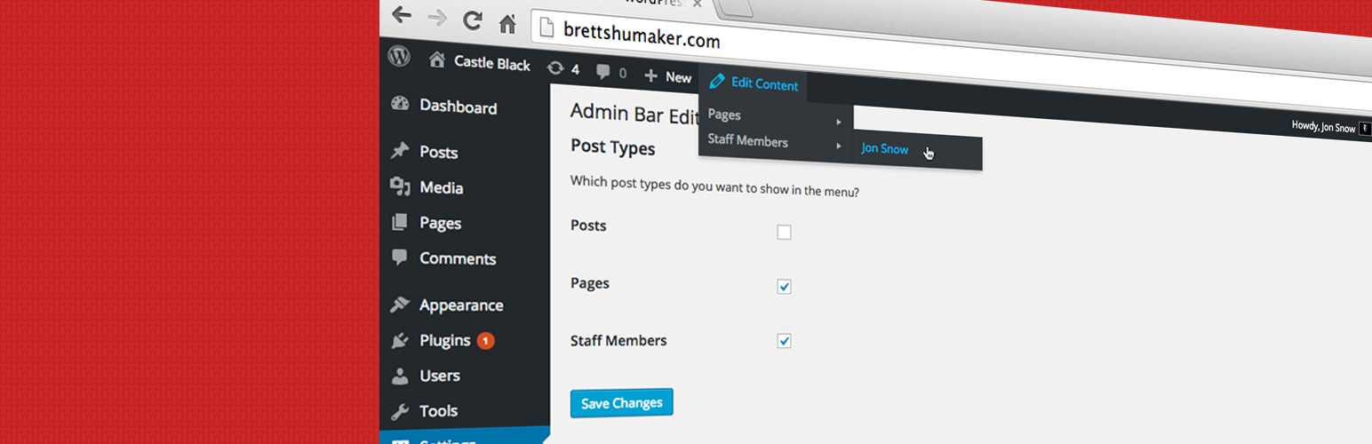 WordPress 外掛 Admin Bar Edit Content Links 的封面圖片。