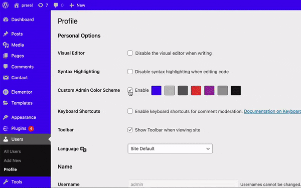 ACOS - Custom Admin Color Scheme - Preview