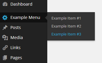 A sample menu created by the plugin