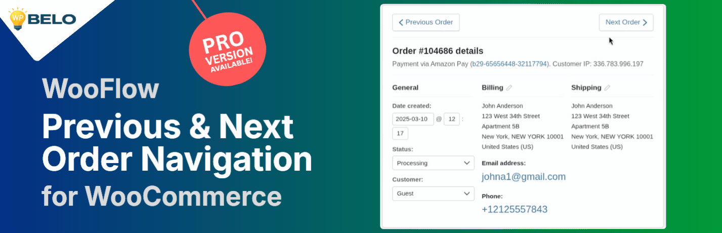 Admin Previous and Next Order Edit Links for Woocommerce