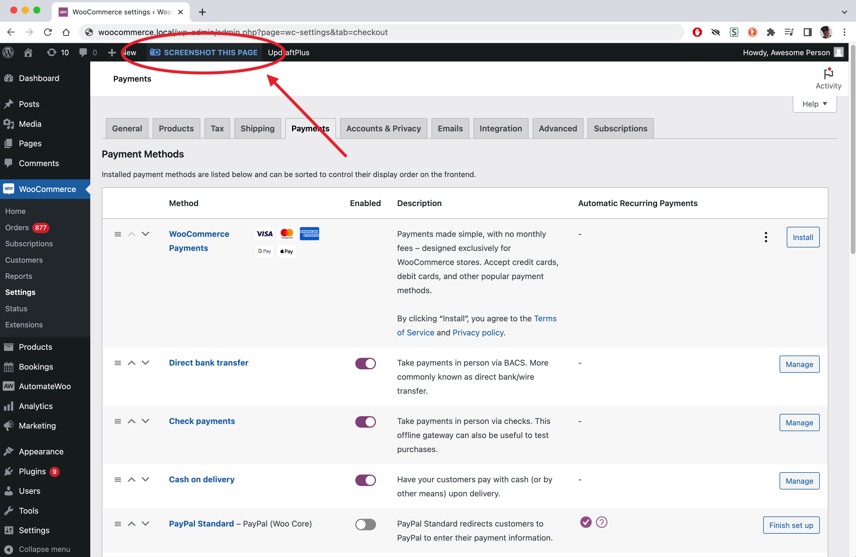 Screenshot Button