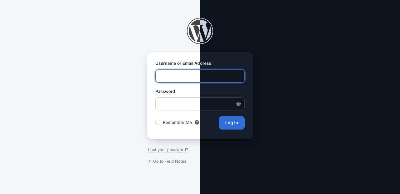 The login screen, light and dark.