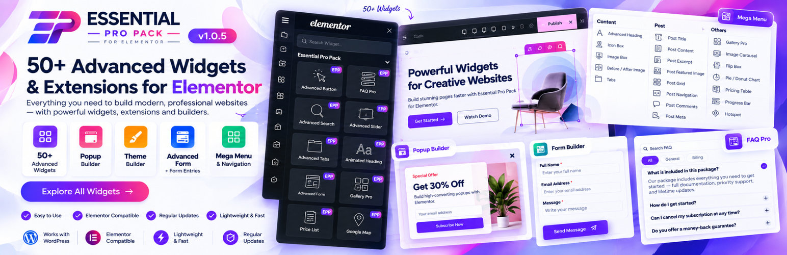 WordPress 外掛 Essential Pro Pack for Elementor 的封面圖片