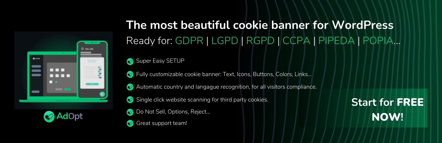 AdOpt | Easy Multi-Regulations Cookie Banner.
