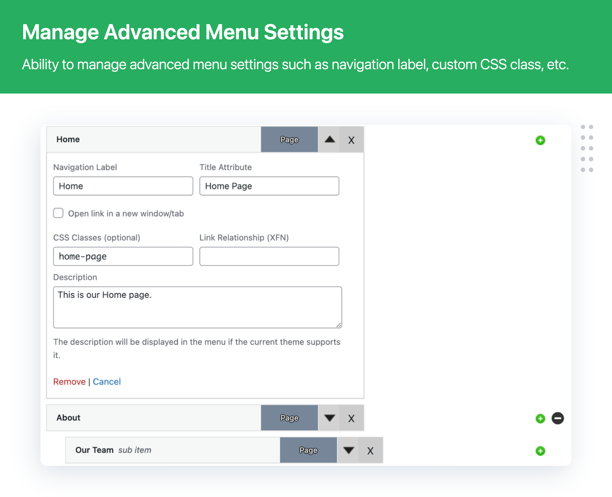 Advance Menu Manager