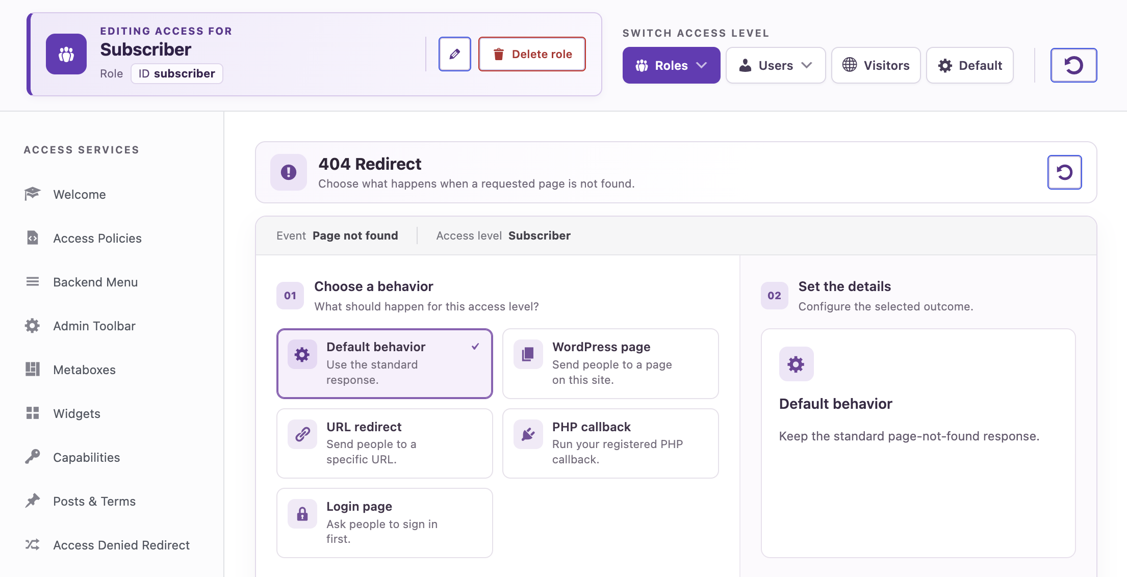 Manage 404 redirect